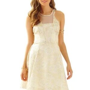 Lilly Pulitzer Gold Metallic Elsie Dress Size 2